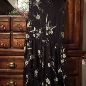 Maurices Black Floral Tiered Maxi Dress
